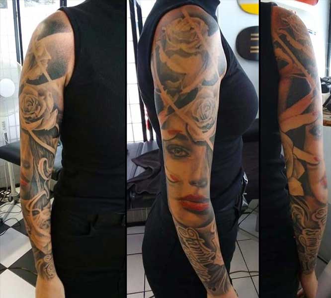 tetování stylizované květy