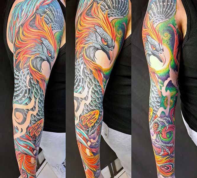 tetování bájný pták fénix